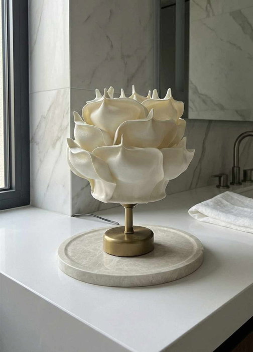 Opviq Lámpara de mesa Eva Crema y Dorado Antiguo